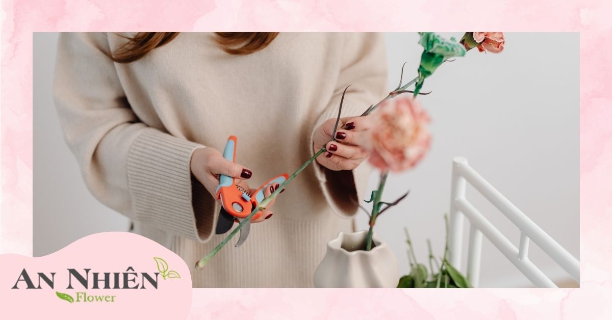 Chuẩn bị hoa trước khi cắm
