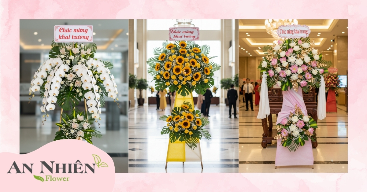 Kệ hoa khai trương theo loại hoa