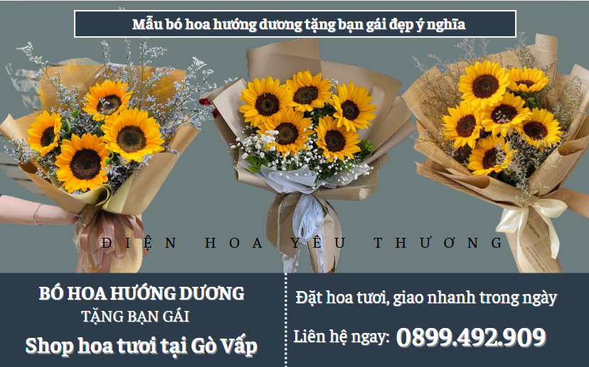 Mẫu bó hoa hướng dương tặng bạn gái đẹp ý nghĩa