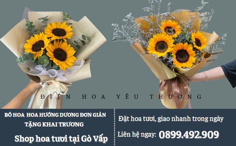 Bó hoa hướng dương đơn giản tặng khai trương