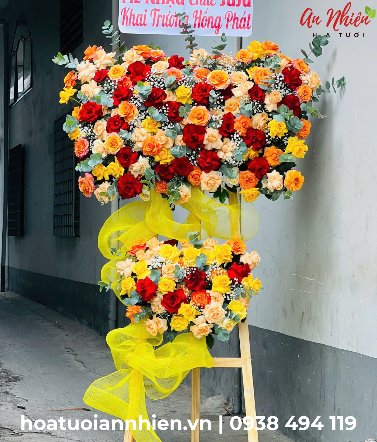 kệ hoa khai trương 2 tầng