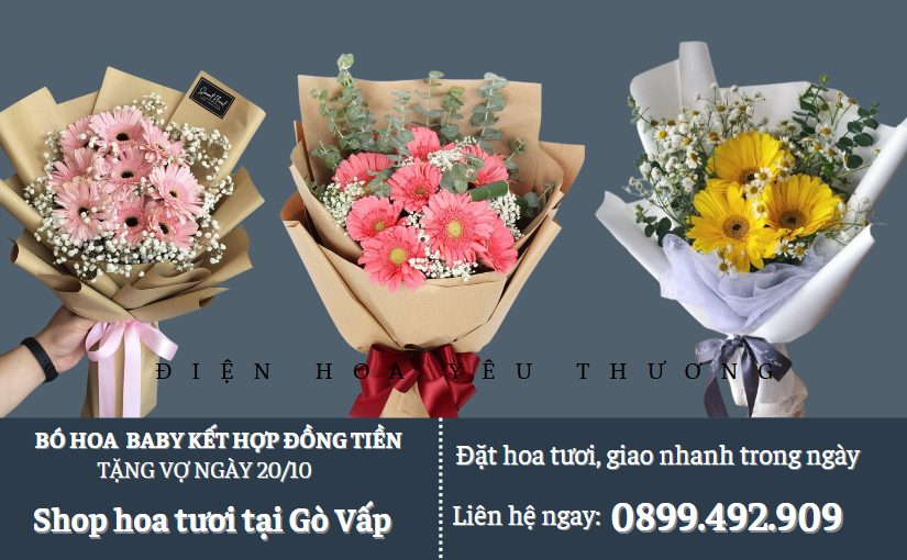 Bó hoa baby kết hợp hoa đồng tiền tặng vợ ngày 20/10