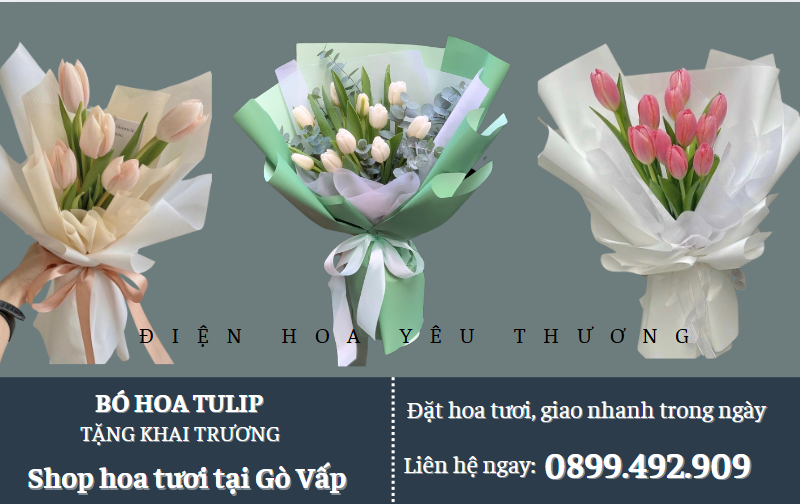 Bó hoa tulip đơn giản đẹp tặng khai trương
