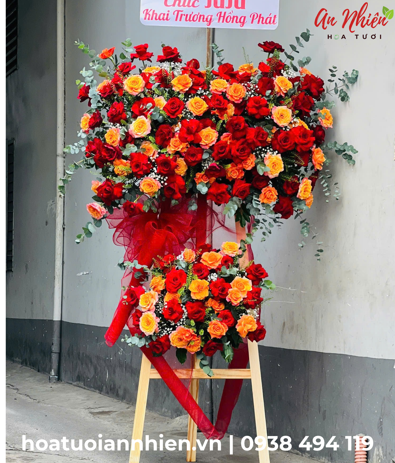 kệ hoa khai trương 2 tầng