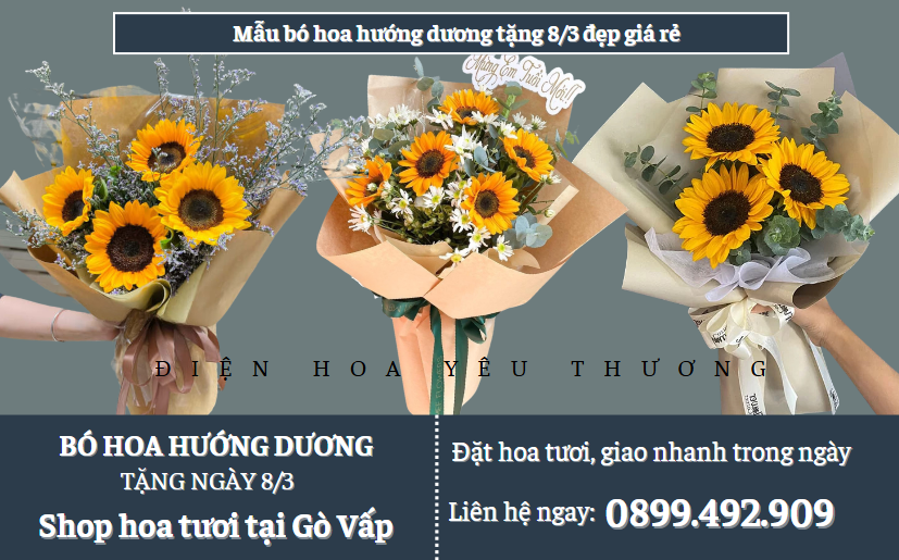 Mẫu bó hoa hướng dương tặng 8/3 đẹp giá rẻ