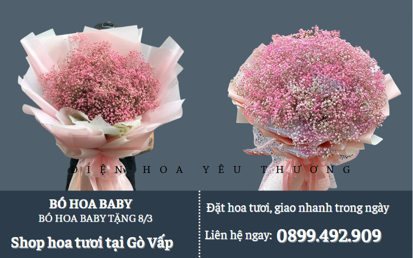 Bó hoa baby hồng tặng 8/3