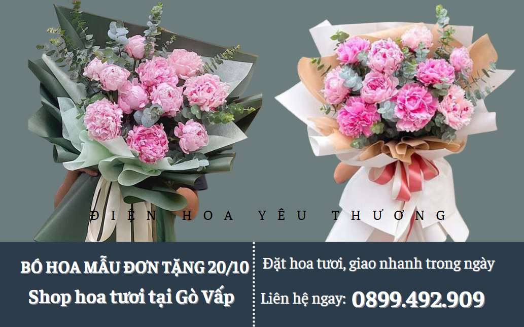 Bó hoa mẫu đơn tặng 20/10