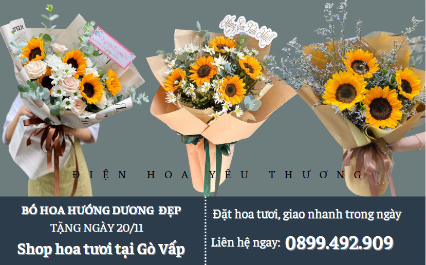 Bó hoa hướng dương tặng ngày 20/11 đẹpNhững bó hoa hướng dương tặng 20/11 đẹp