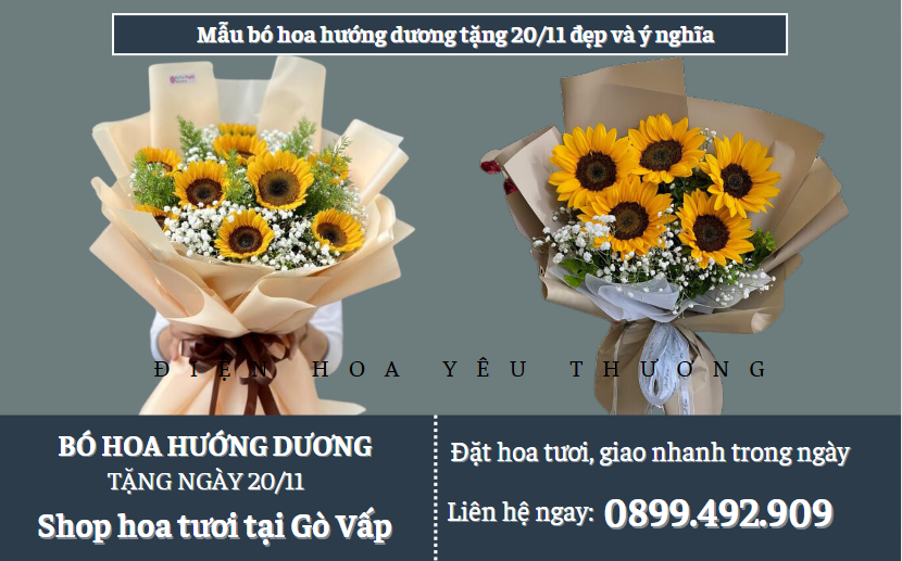 Mẫu bó hoa hướng dương tặng 20/11 đẹp và ý nghĩa
