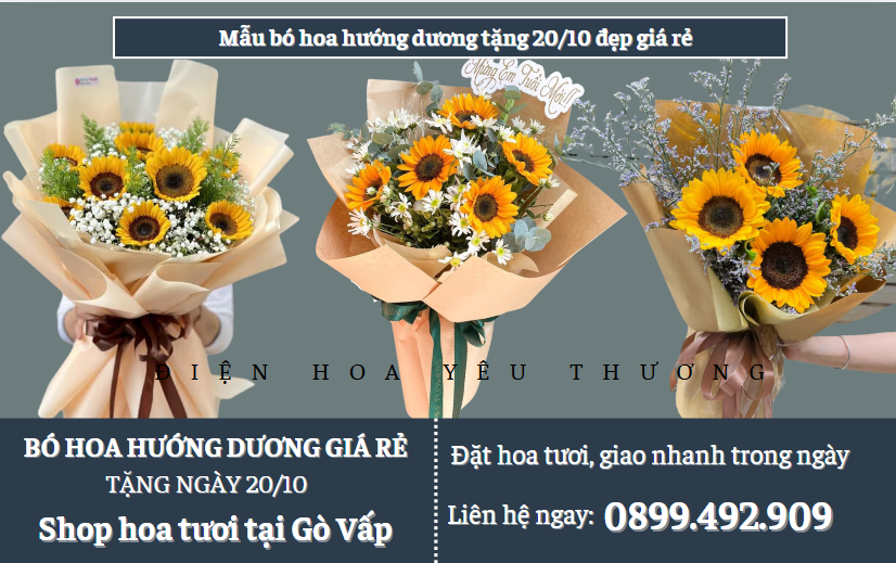 Mẫu bó hoa hướng dương tặng 20/10 đẹp giá rẻ
