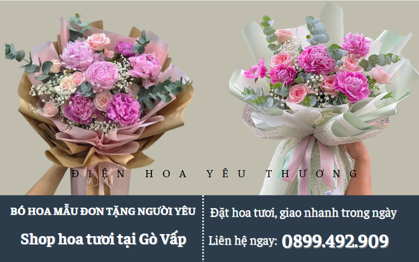 Bó hoa mẫu đơn đơn giản tặng người yêu