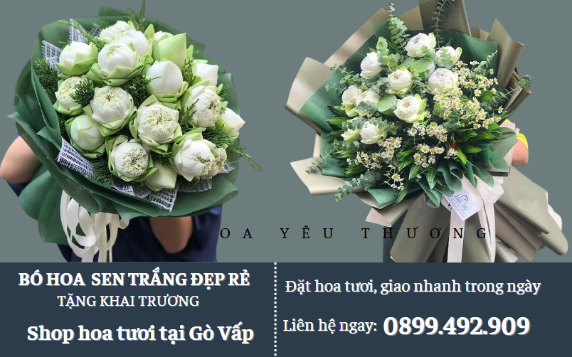 Bó hoa sen trắng tặng khai trương