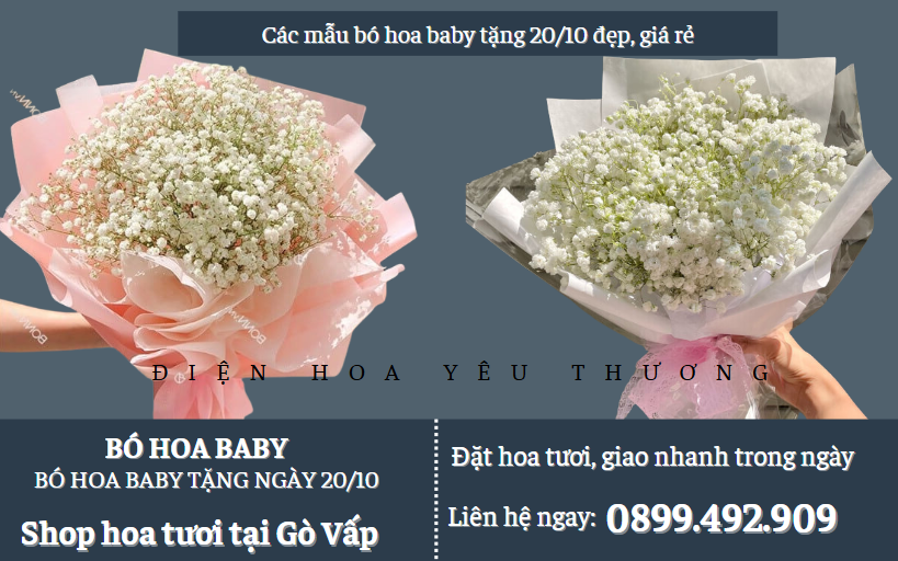 Bó hoa baby tặng 20/10 đẹp, giá rẻ