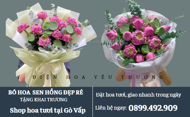 Bó hoa sen hồng tặng khai trương