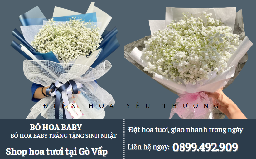 Bó hoa baby trắng tặng sinh nhậtBó hoa baby trắng