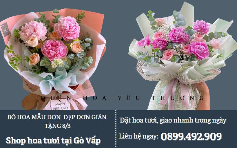 Bó hoa mẫu đơn đơn giản tặng ngày 8/3