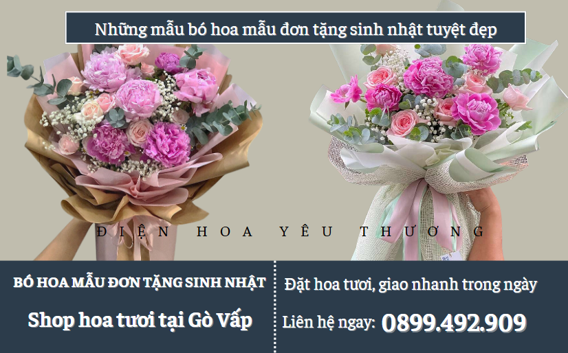 Mẫu bó hoa mẫu đơn tặng sinh nhật tuyệt đẹp