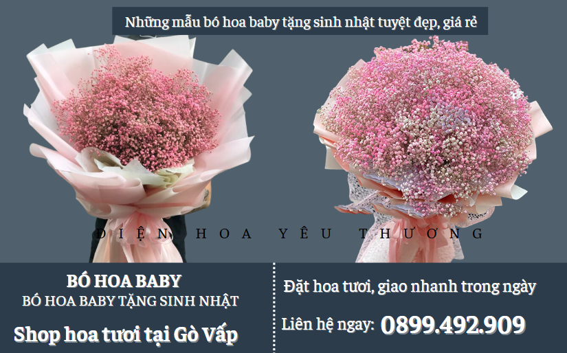 Mẫu bó hoa baby tặng sinh nhật tuyệt đẹp, giá rẻ
