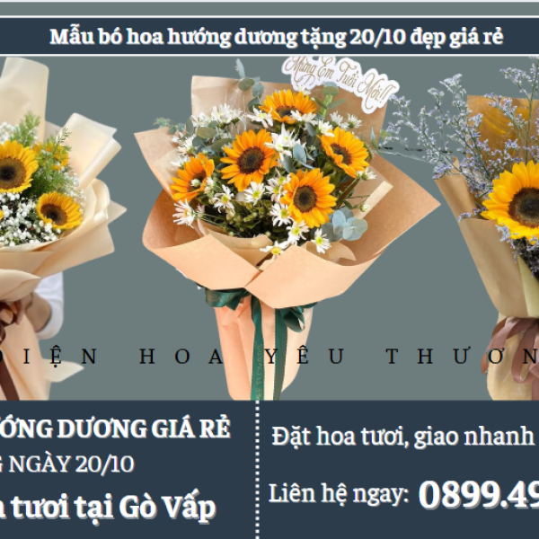 Mẫu bó hoa hướng dương tặng 20/10 đẹp giá rẻ