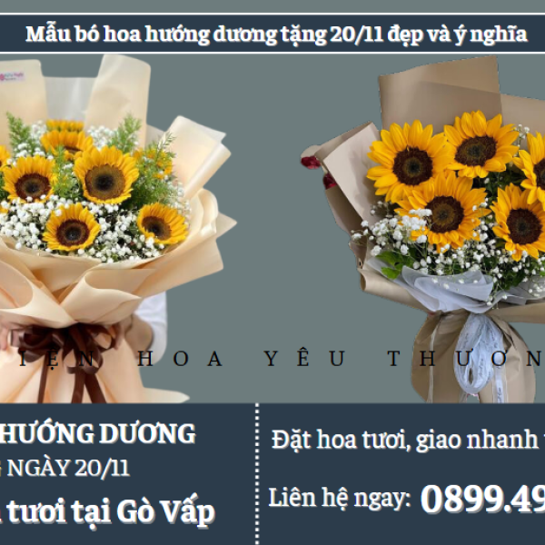 Mẫu bó hoa hướng dương tặng 20/11 đẹp và ý nghĩa