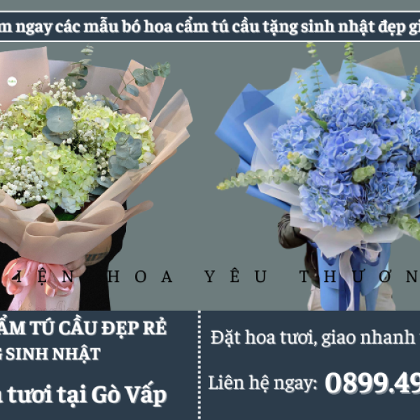 Xem ngay các mẫu bó hoa cẩm tú cầu tặng sinh nhật đẹp giá rẻ