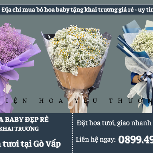 Địa chỉ mua bó hoa baby tặng khai trương giá rẻ - uy tín