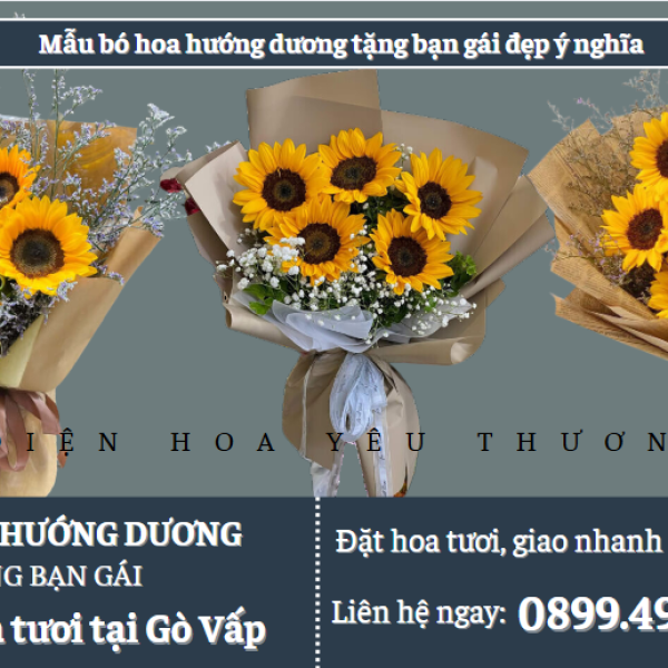Mẫu bó hoa hướng dương tặng bạn gái đẹp ý nghĩa