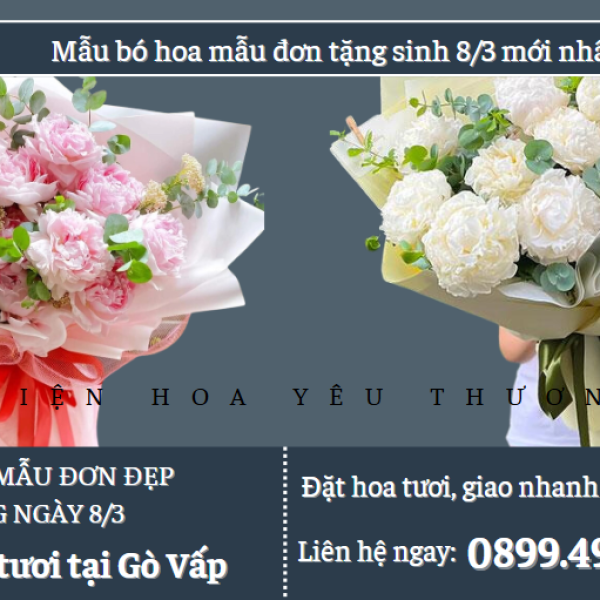 Mẫu bó hoa mẫu đơn tặng ngày 8/3 mới nhất