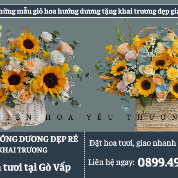 Những mẫu giỏ hoa hướng dương tặng khai trương đẹp giá rẻ