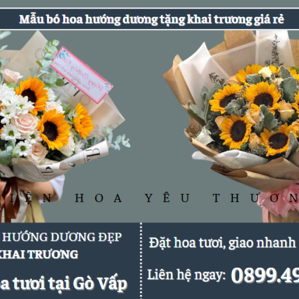Mẫu bó hoa hướng dương tặng khai trương giá rẻ