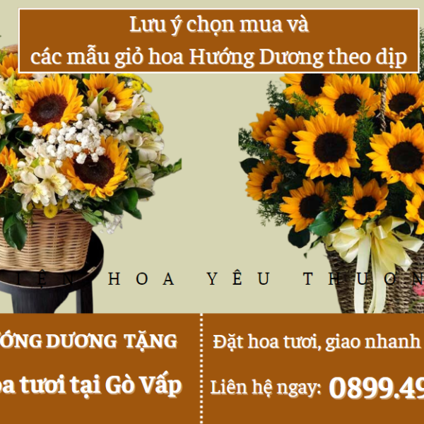 Lưu ý chọn mua và các mẫu giỏ hoa hướng dương theo dịp