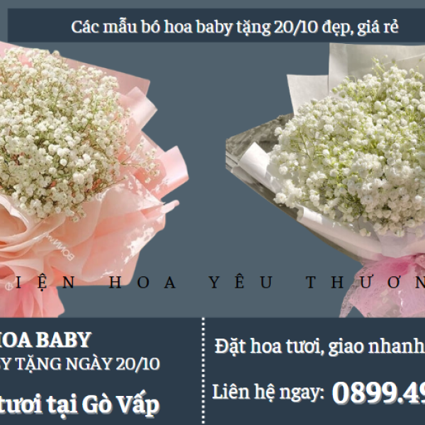 Các mẫu bó hoa baby tặng 20/10 đẹp, giá rẻ