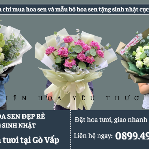 Địa chỉ mua hoa sen và mẫu bó hoa sen tặng sinh nhật cực đẹp