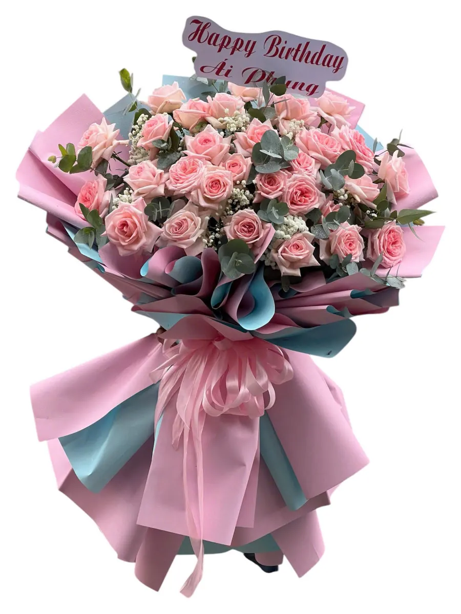 Bó hoa tone màu xanh trắng