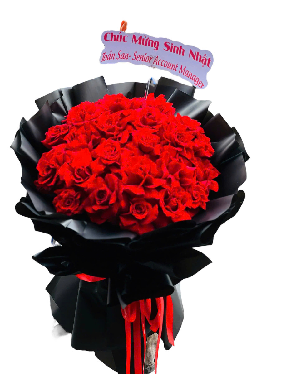 Bó hoa tròn hồng đỏ