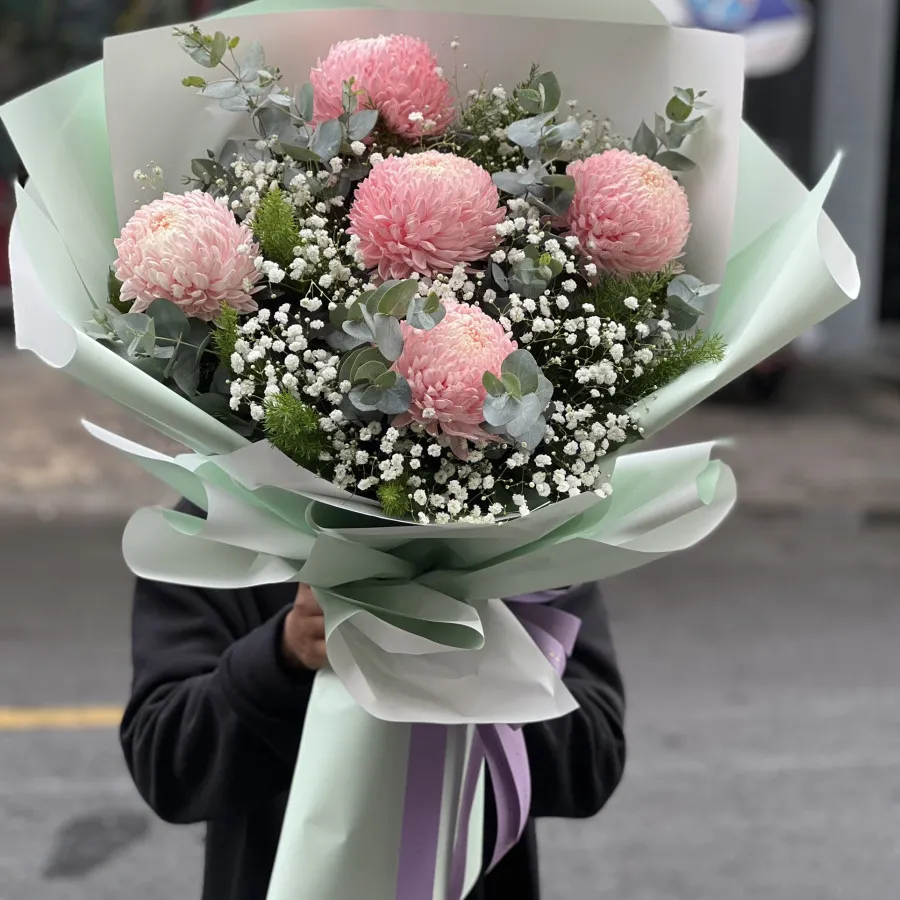 Bó hoa Mẫu Đơn hồng nhập khẩu