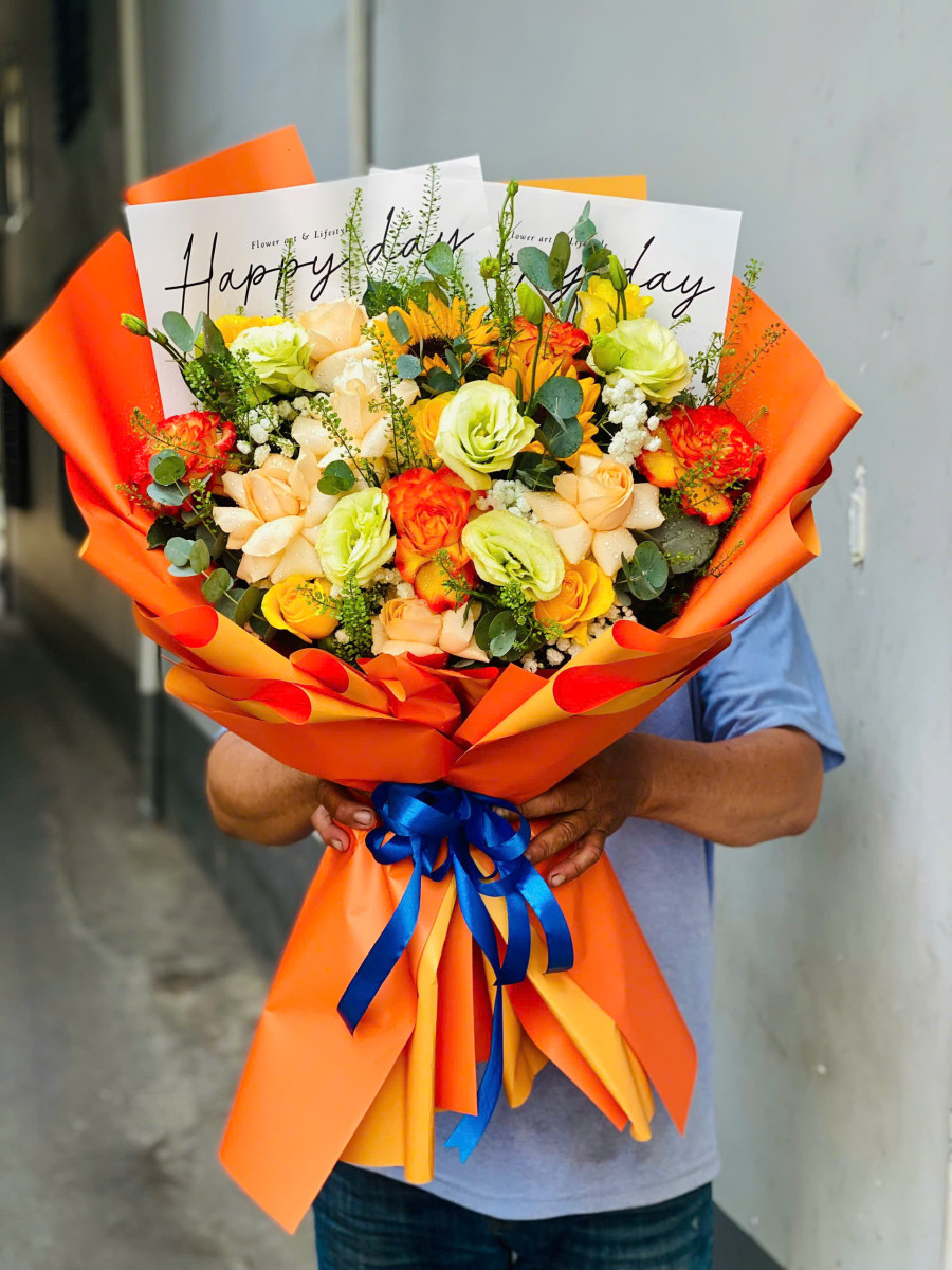 Bó hoa hướng dương mix nhiều màu